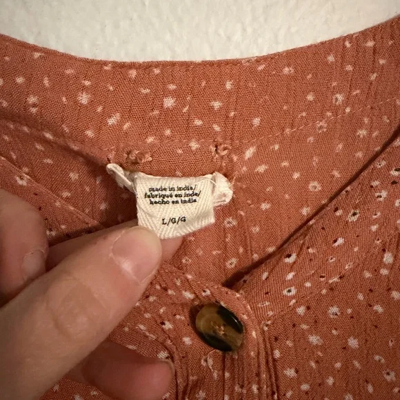 Billabong “On the Way” babydoll mini dress coral dot print size L - Picture 4 of 5